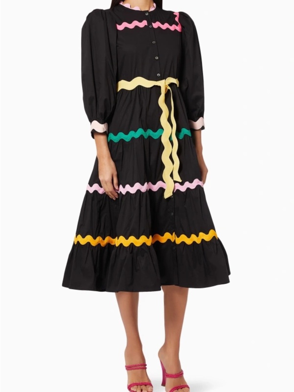 CELIAB Ric Rac Yael Tiered Cotton Dress | Size Small - Picture 3 of 9